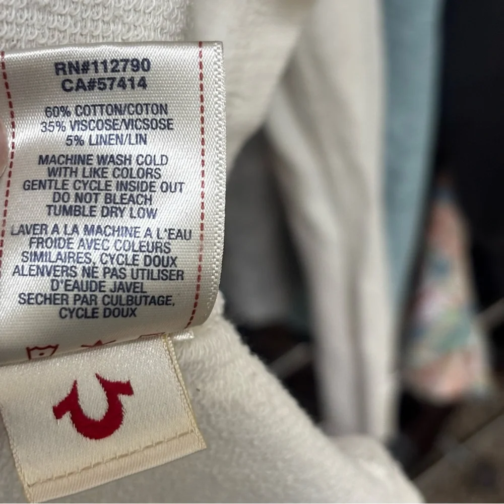 True Religion Beige off white Long-Sleeve cotton linen shirt